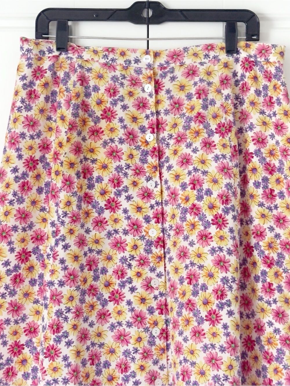 Vintage Talbots Silk Floral Maxi Skirt Womens 16 Button Up Cottagecore Colorful - Picture 2 of 11
